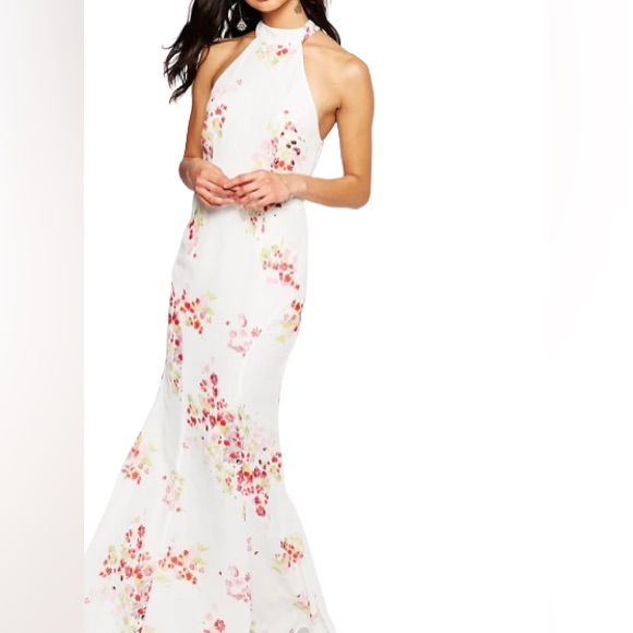 Jarlo Caden Halter Neck Maxi Dress Xs Nwt Floral Formal Elegant